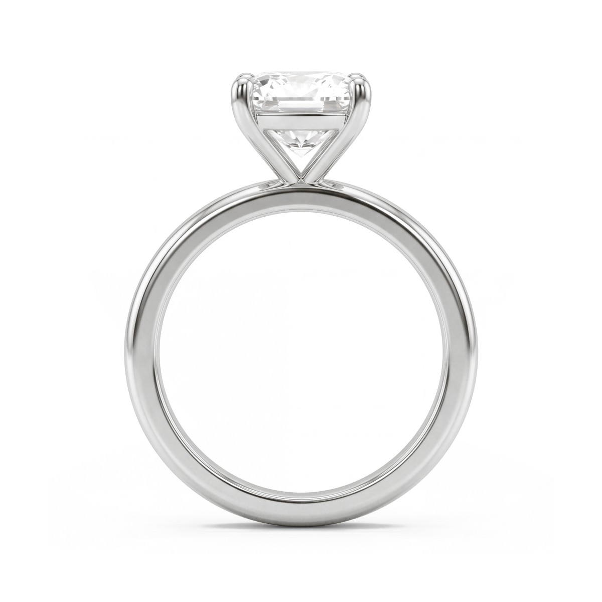 Altessa - Solitairering til forlovelse med cushionslebet moissanite og høj fatning med fire grabber