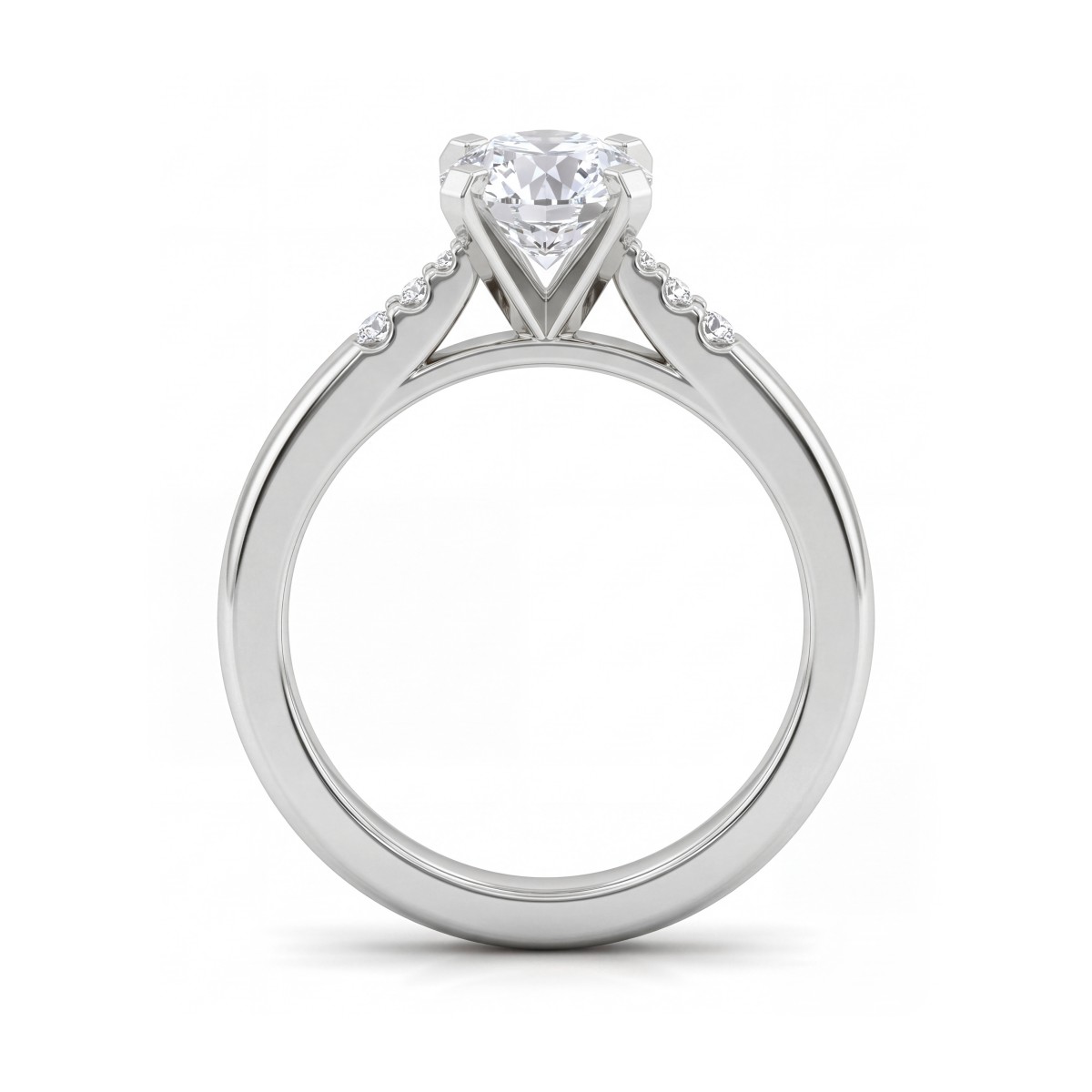 Melodie - Ring med rund moissanite og graduerede sidesten
