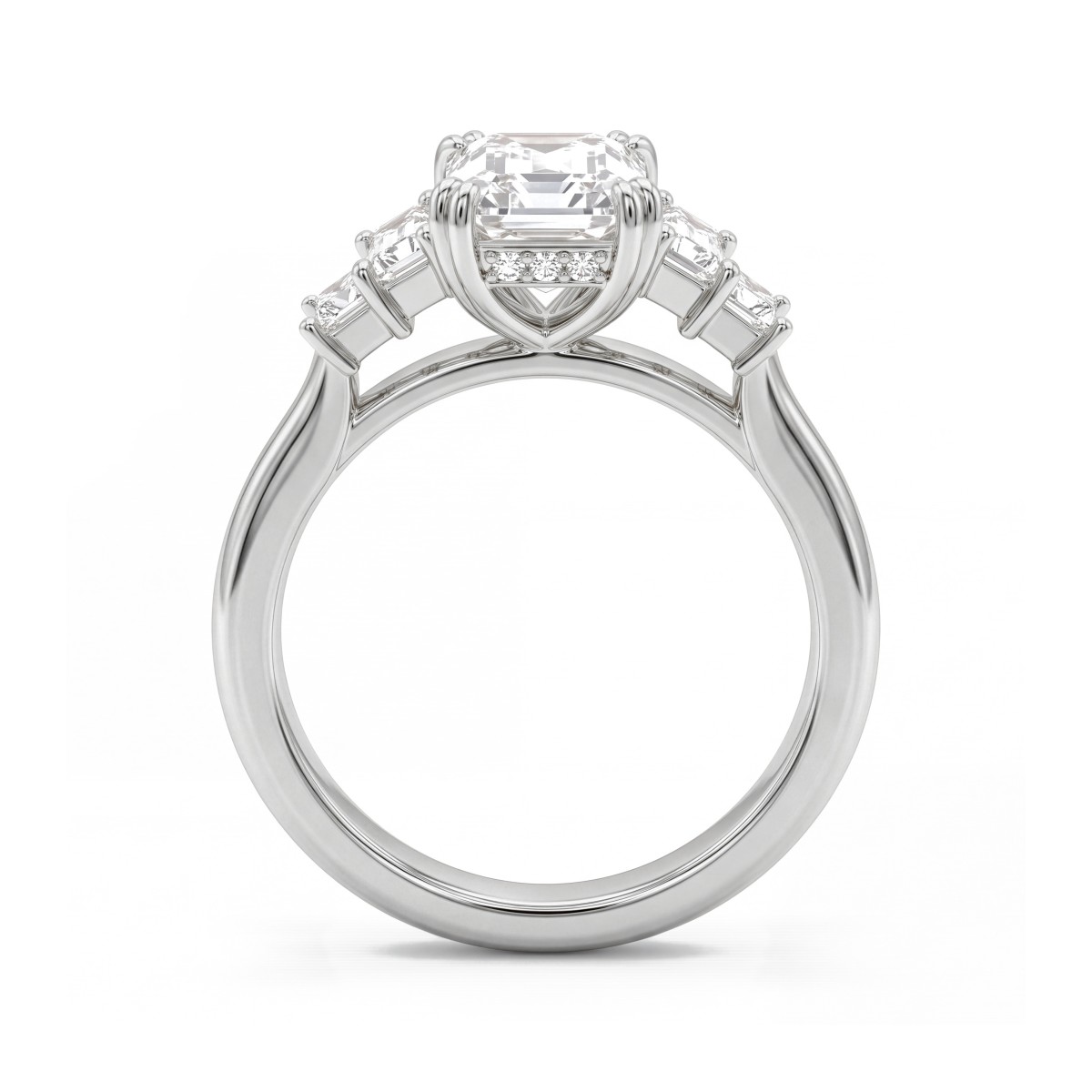 Mosaic - Femstensring med moissanite i smaragdslibning