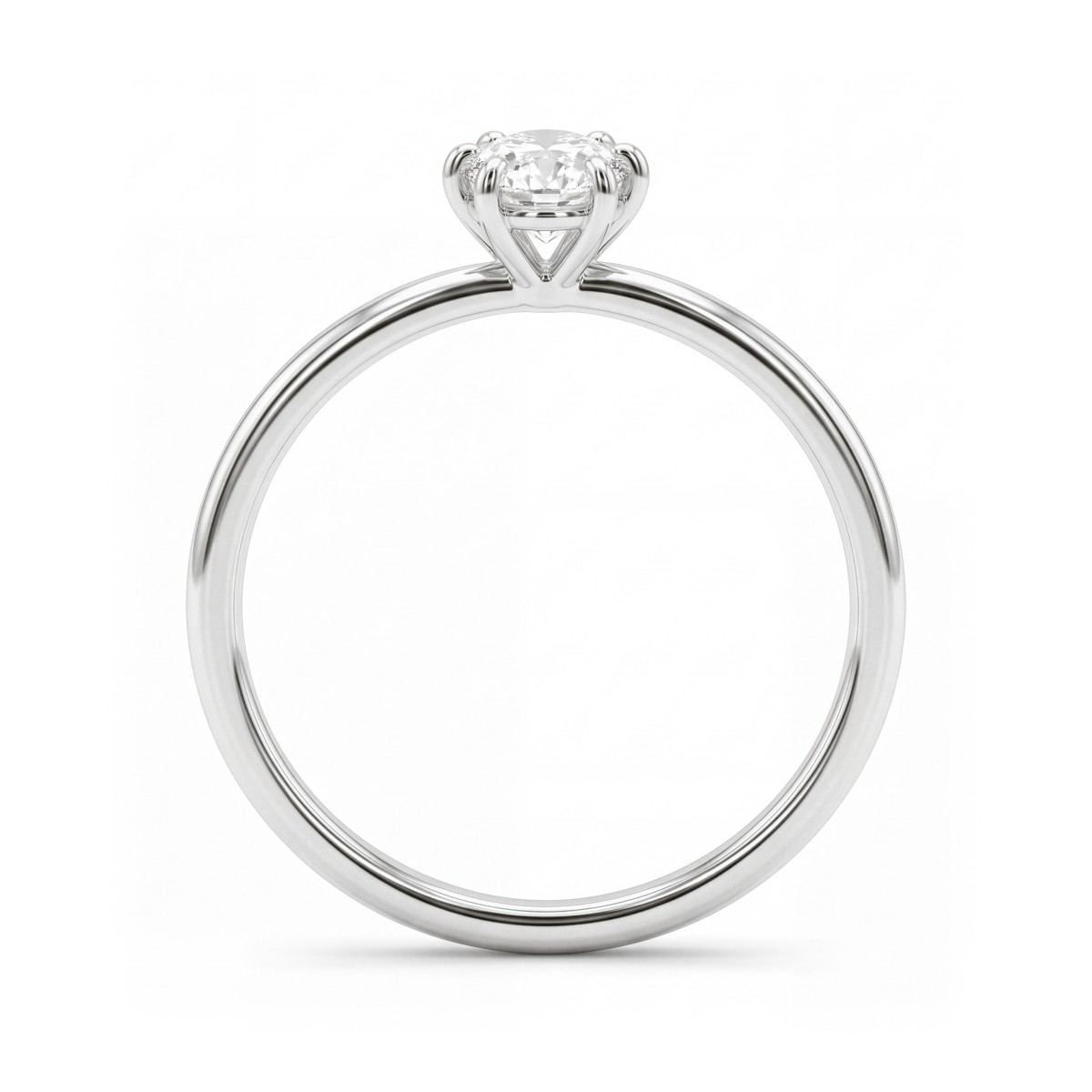 Mignon - Solitairering med oval moissanite i en sekskloet fatning
