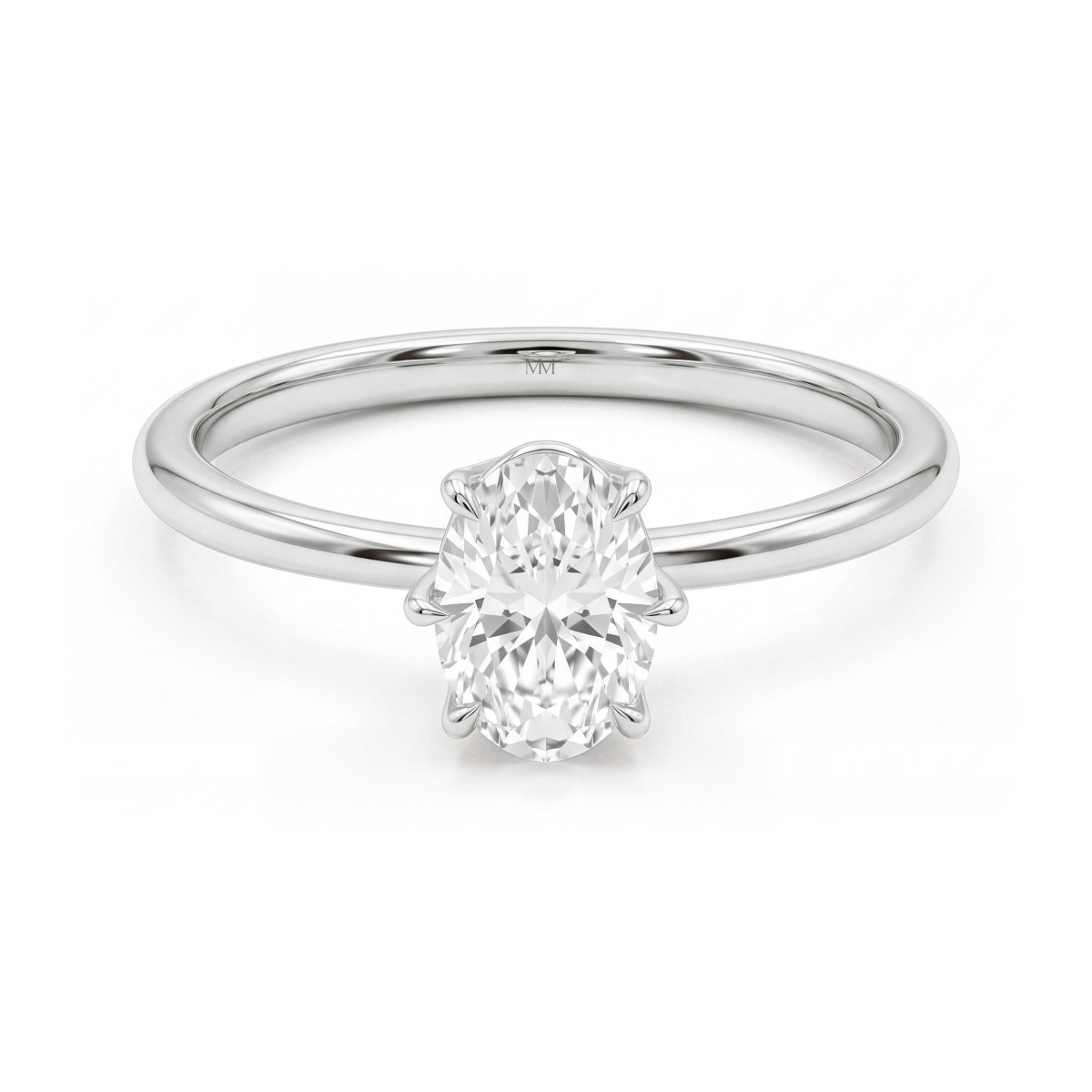 Mignon - Solitairering med oval moissanite i en sekskloet fatning