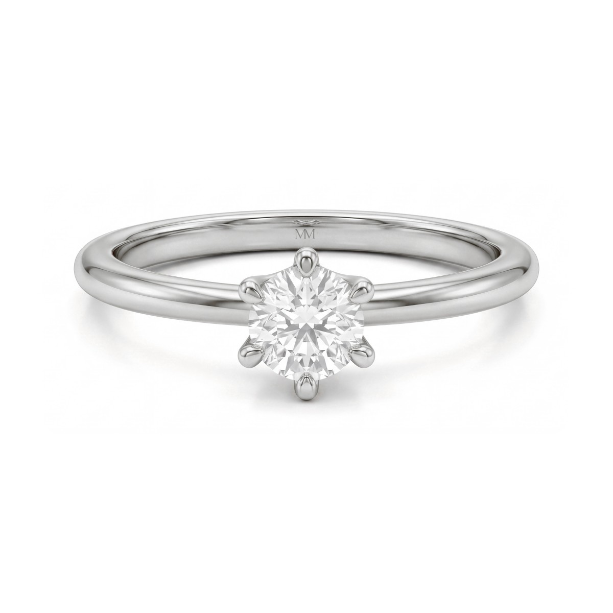 Lily - Solitairering med rund moissanite i tulipanfatning