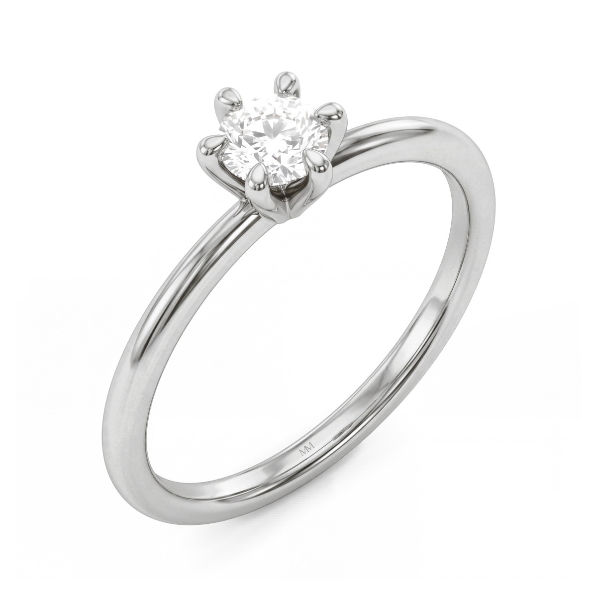 Lily - Solitairering med rund moissanite i tulipanfatning