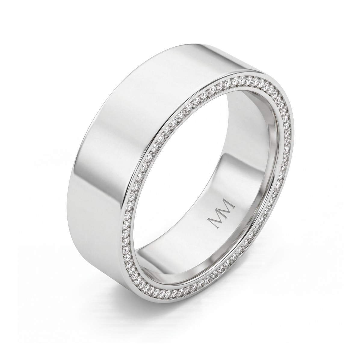 Horizon - Vielsesring til mænd med moissanite og pavékanter