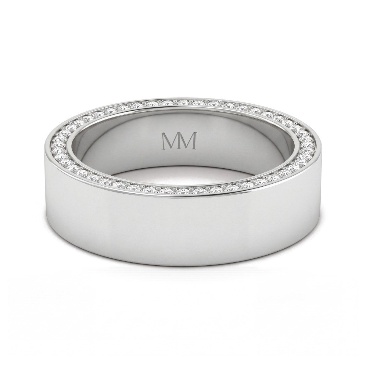 Horizon - Vielsesring til mænd med moissanite og pavékanter