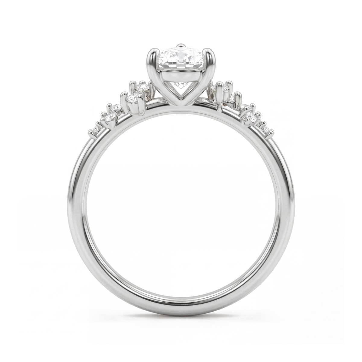 Estelle - Ring med moissanite i dråbeformet slibning og spredte sidesten