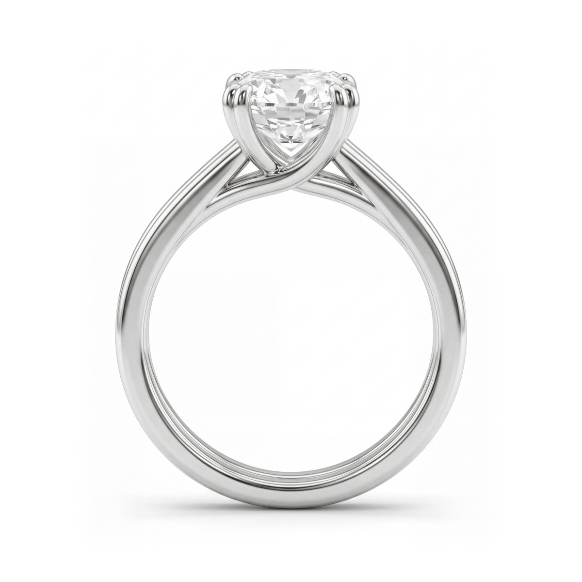 Entwine - Moissaniteforlovelsesring med cushionslibning og krydsende dobbelt ringskinne