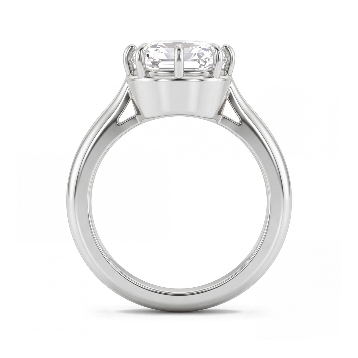 Reverie - Solitaireforlovelsesring med aflang moissanite i cushionslibning og otte kløer