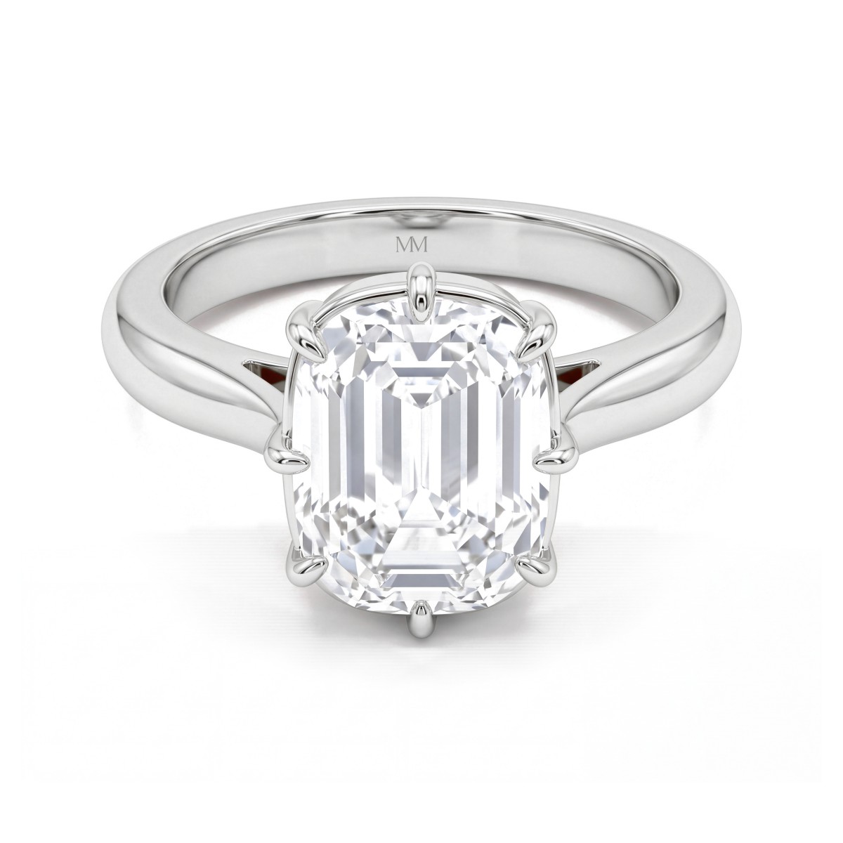 Reverie - Solitaireforlovelsesring med aflang moissanite i cushionslibning og otte kløer
