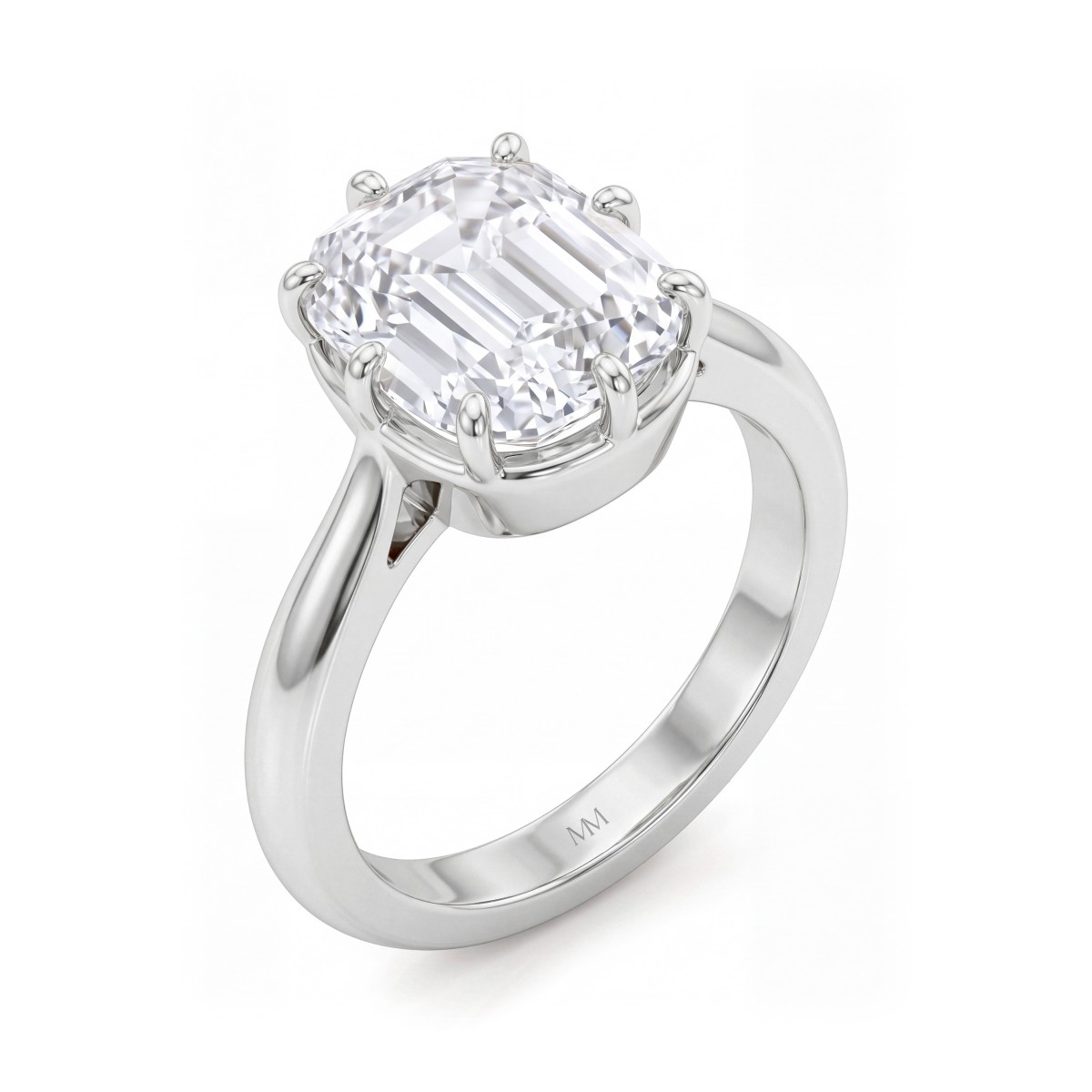 Reverie - Solitaireforlovelsesring med aflang moissanite i cushionslibning og otte kløer