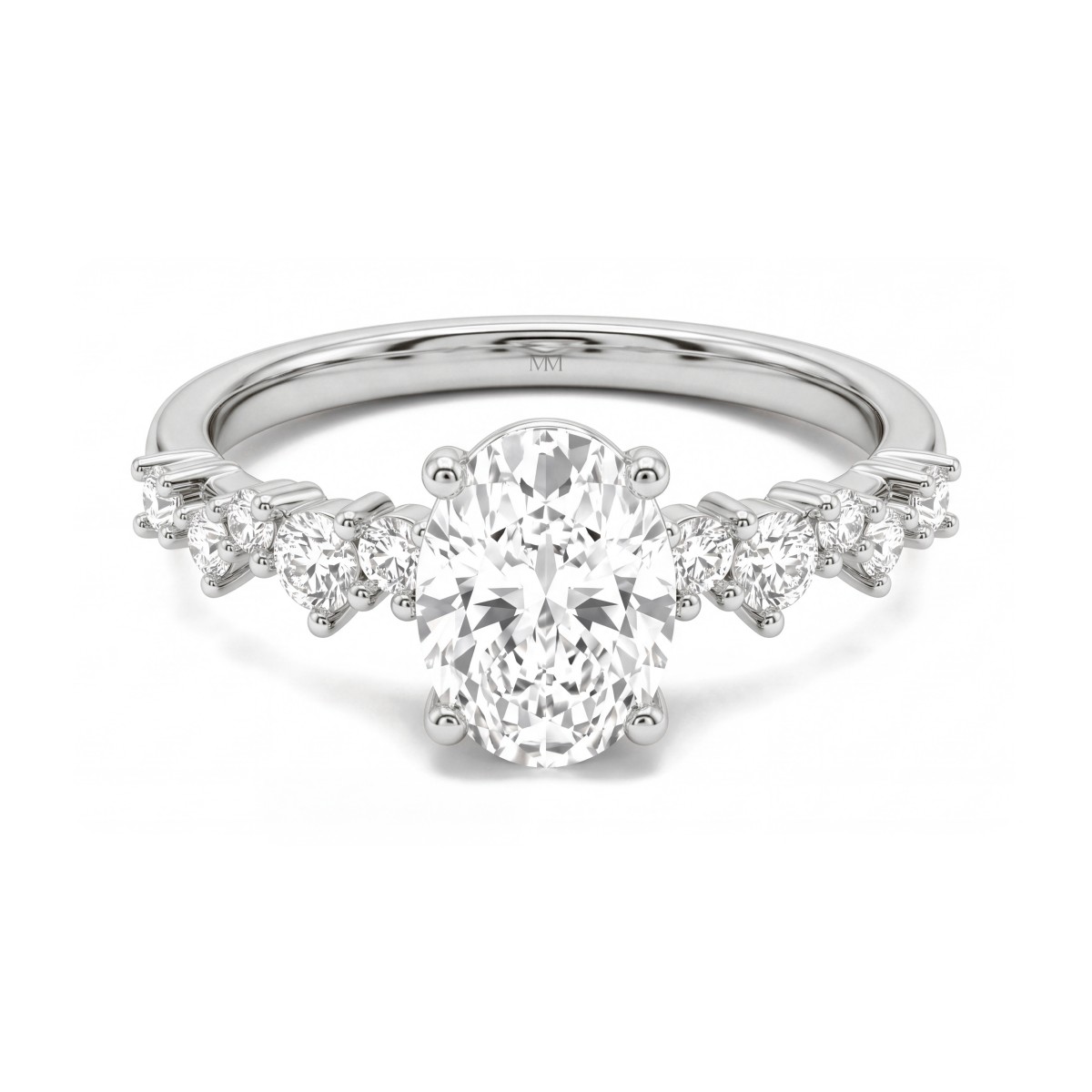 Constella - Forlovelsesring med oval moissanite og spredte sidesten