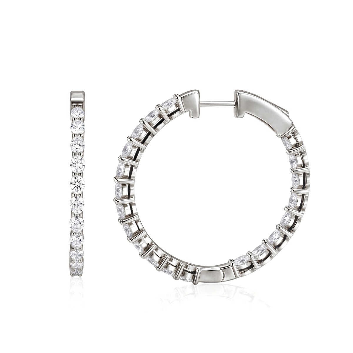Luminette - Creoler med moissanite i oval slibning og fælles grabber