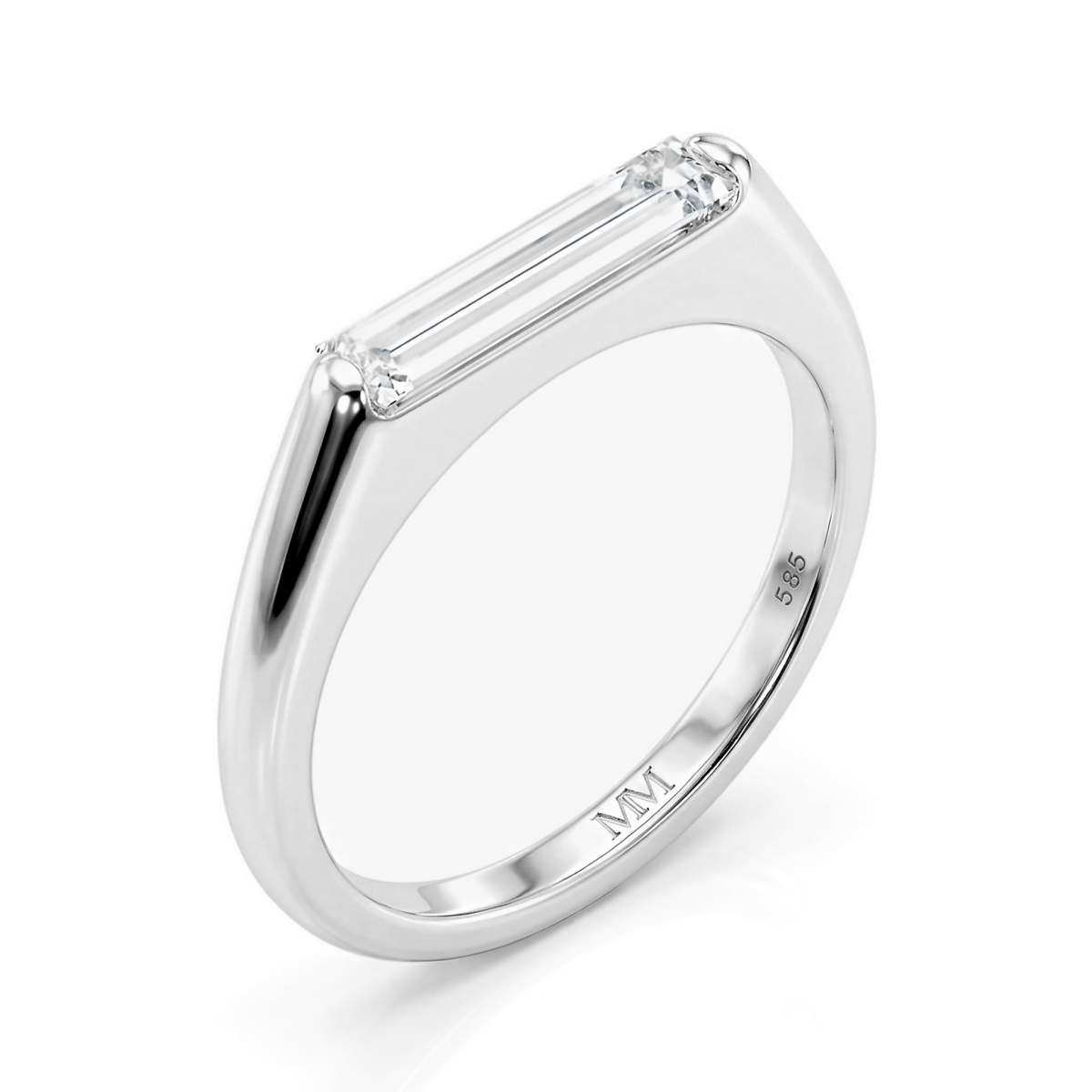 Aurelia - Solitairering med moissanite i baguetteslibning
