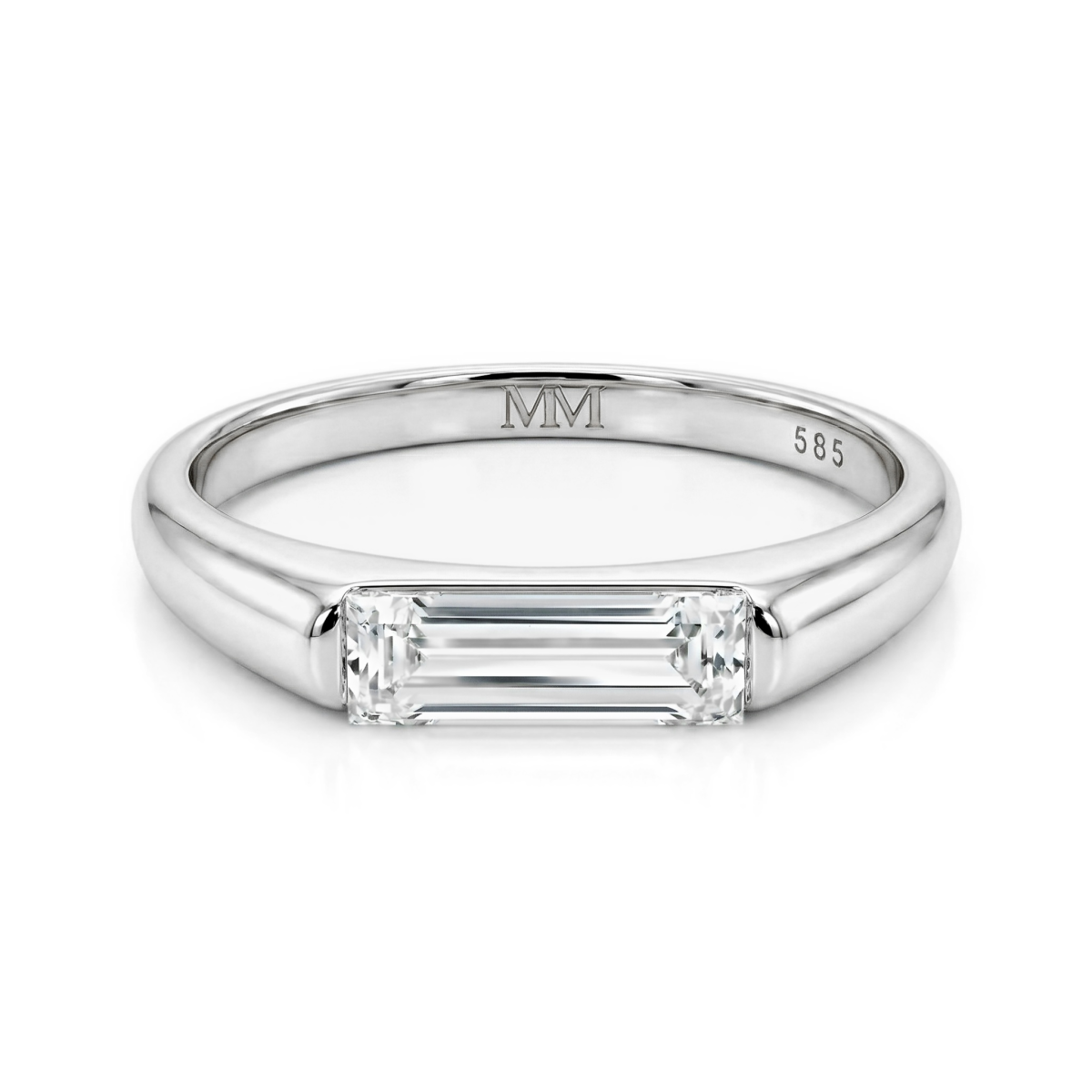 Aurelia - Solitairering med moissanite i baguetteslibning