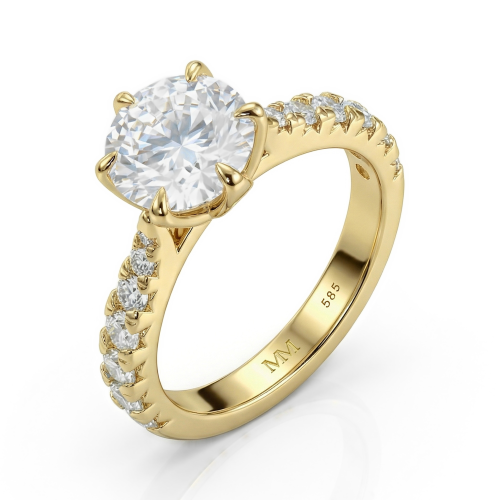 Yuliana - Forlovelsesring med moissanite i tulipanfatning og funklende sidesten