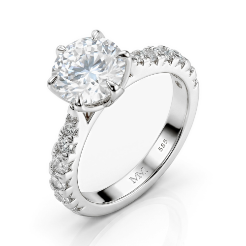 Yuliana - Forlovelsesring med moissanite i tulipanfatning og funklende sidesten