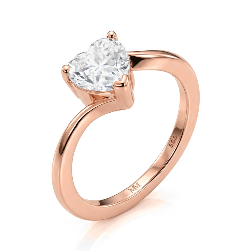 Amora - Solitairering med hjerteformet moissanite