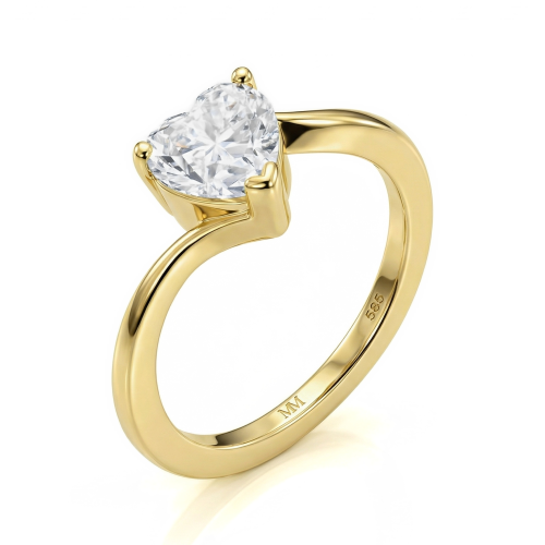 Amora - Solitairering med hjerteformet moissanite