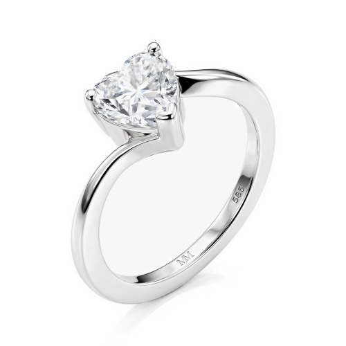 Amora - Solitairering med hjerteformet moissanite