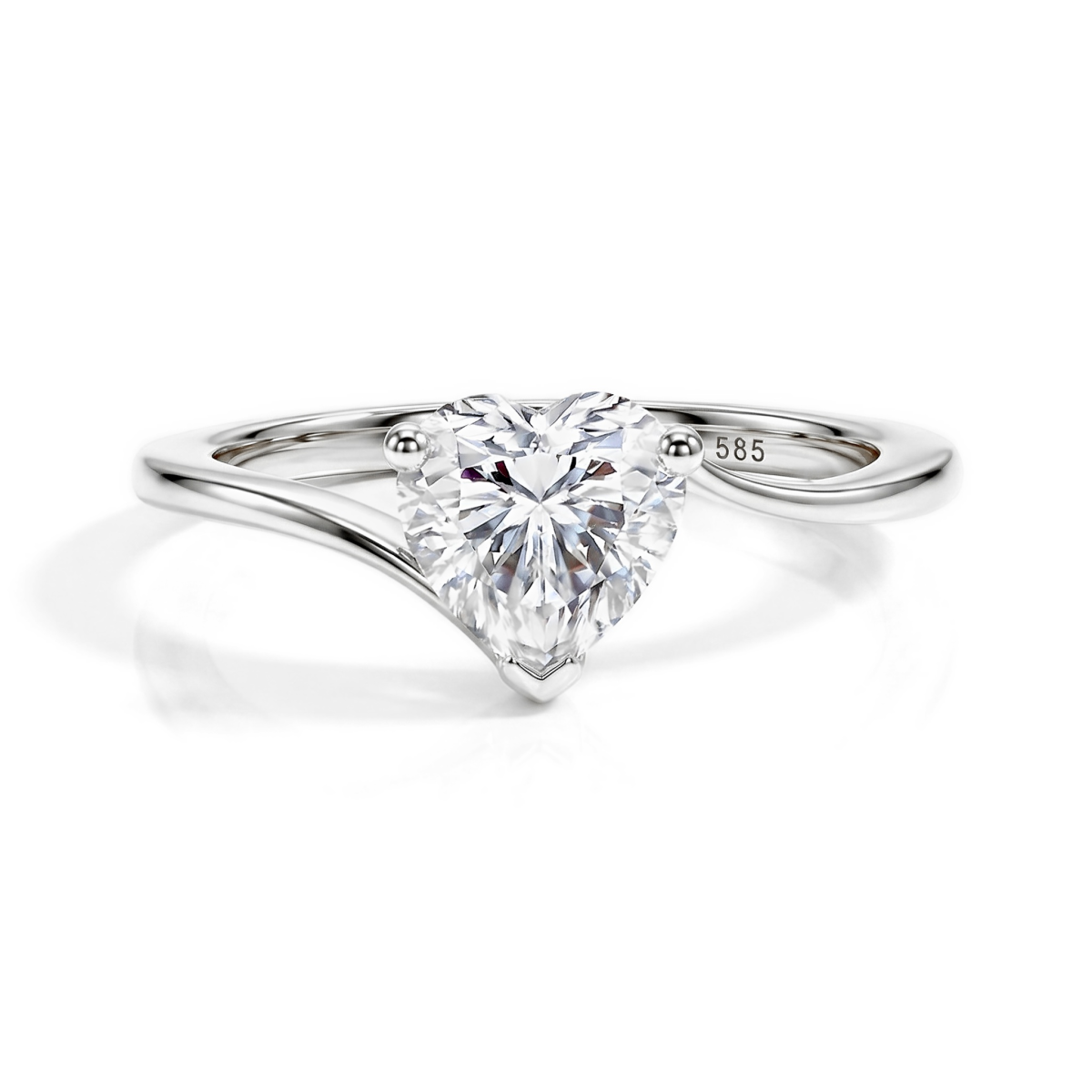 Amora - Solitairering med hjerteformet moissanite | My Moissanite
