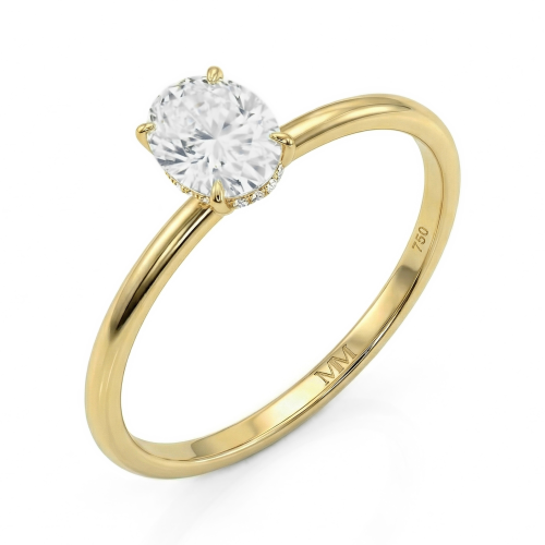 Mystique - Solitairering med ovalslebet moissanite og skjult halo | wedfit