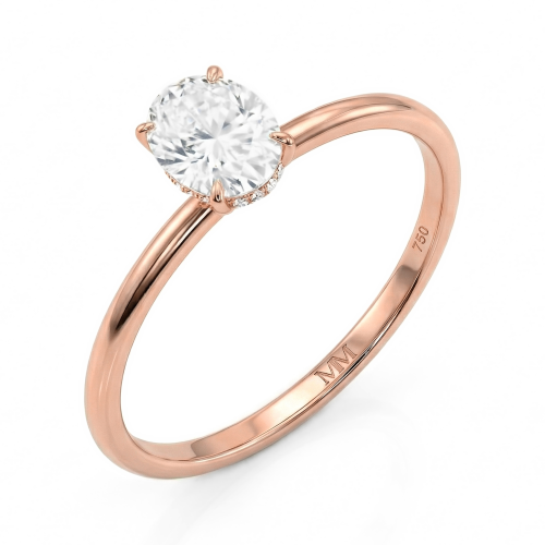 Mystique - Solitairering med ovalslebet moissanite og skjult halo | wedfit