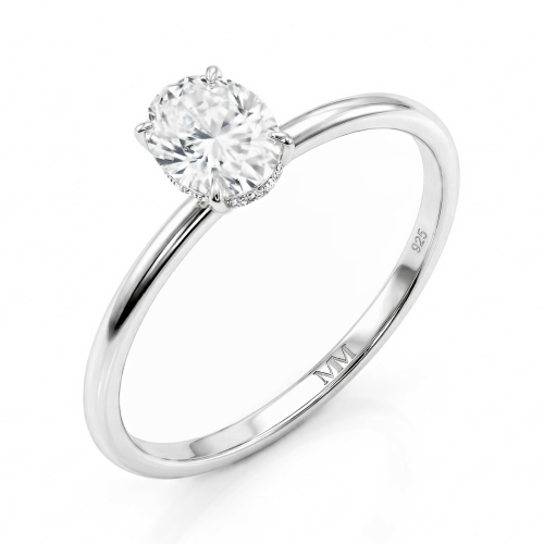 Mystique - Solitairering med ovalslebet moissanite og skjult halo | wedfit