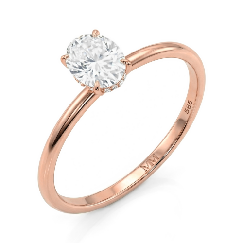 Mystique - Solitairering med ovalslebet moissanite og skjult halo | wedfit
