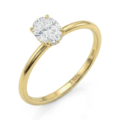 Mystique - Solitairering med ovalslebet moissanite og skjult halo | wedfit