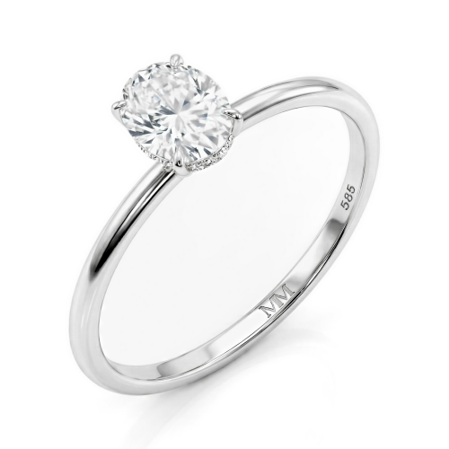 Mystique - Solitairering med ovalslebet moissanite og skjult halo | wedfit