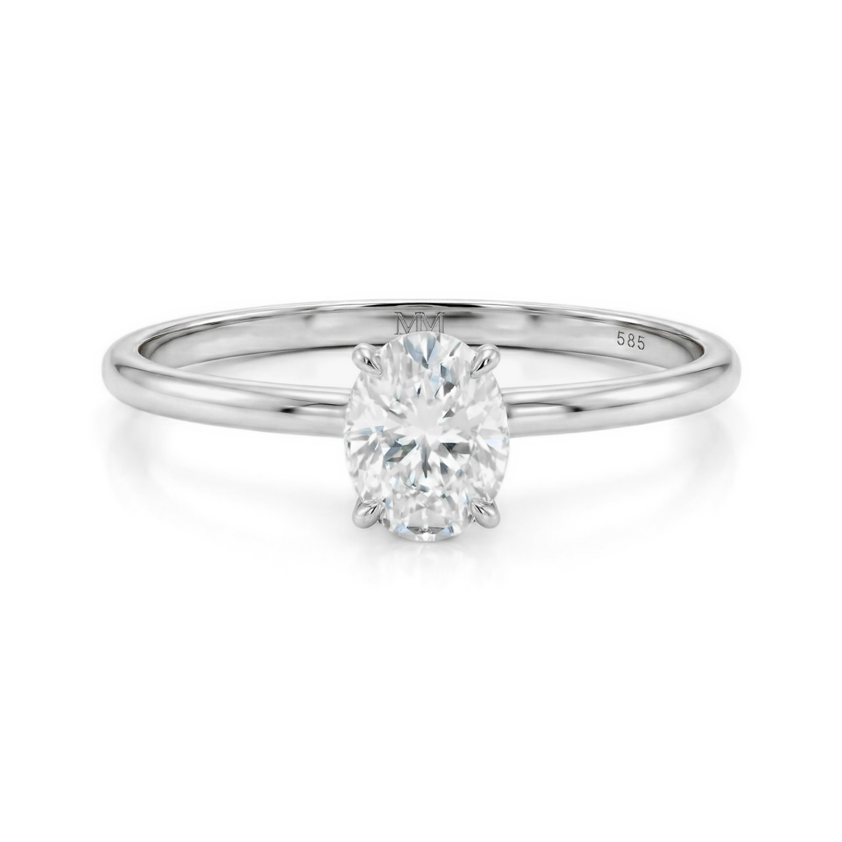 Mystique - Solitairering med ovalslebet moissanite og skjult halo | wedfit