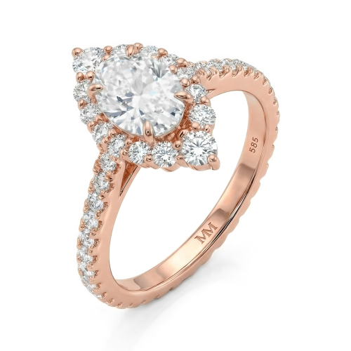 Haloise - Forlovelsesring med oval moissanite og halo | wedfit