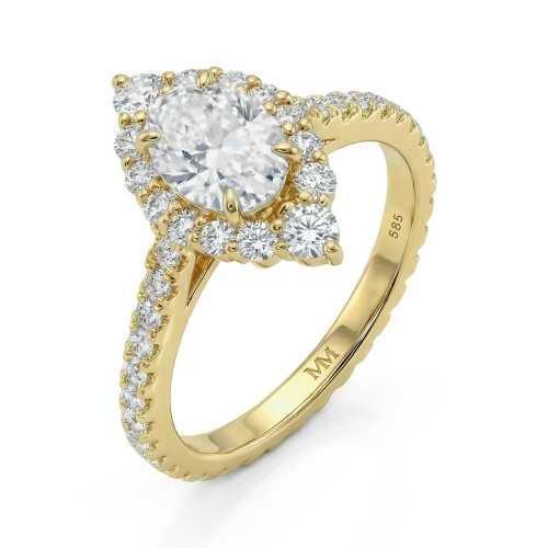 Haloise - Forlovelsesring med oval moissanite og halo | wedfit