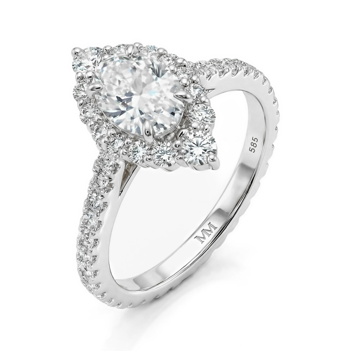 Haloise - Forlovelsesring med oval moissanite og halo | wedfit