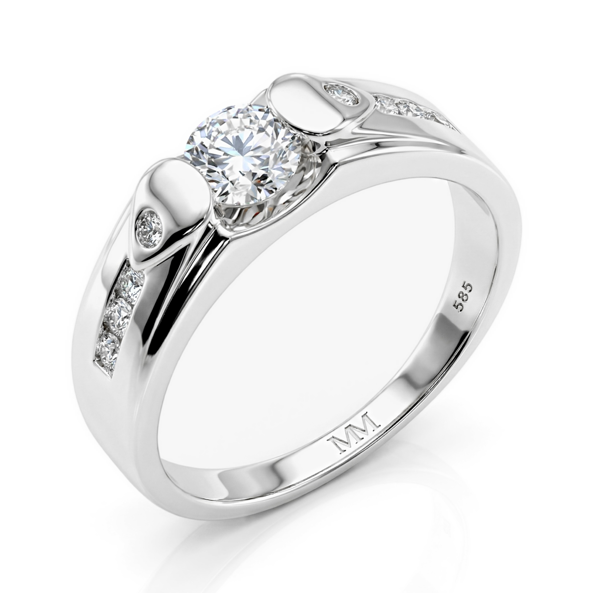 Onyx - Herrering med moissanite og accentsidesten