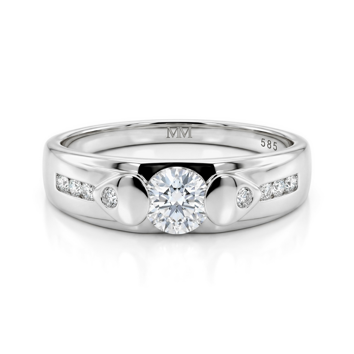 Onyx - Herrering med moissanite og accentsidesten
