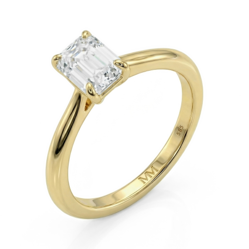Elysium - Solitairering med moissanite i smaragdslibning