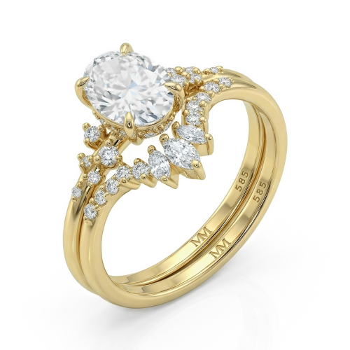 Ethereal Elegance Set - Ovaline & Serenella moissanite-brudesæt med marquiseslebne accentsten