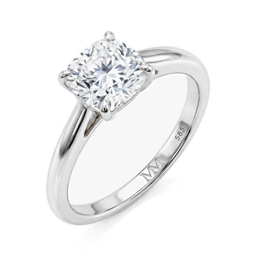 Elara - Solitairering med moissanite i cushionslibning