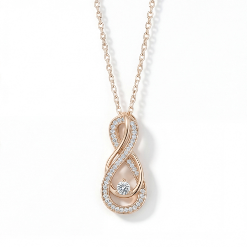 Infinity - Snoet vedhæng med moissanite og pavé