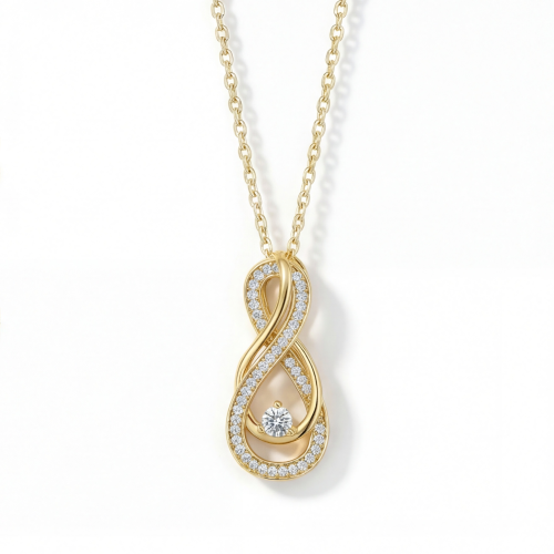 Infinity - Snoet vedhæng med moissanite og pavé