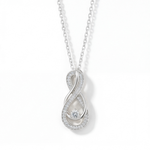 Infinity - Snoet vedhæng med moissanite og pavé