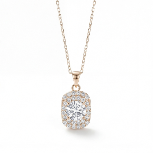 Memento - Brillantslebet moissanitevedhæng i pavéhalodesign