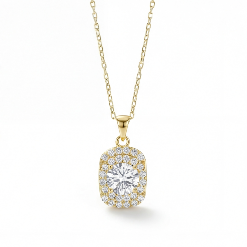 Memento - Brillantslebet moissanitevedhæng i pavéhalodesign