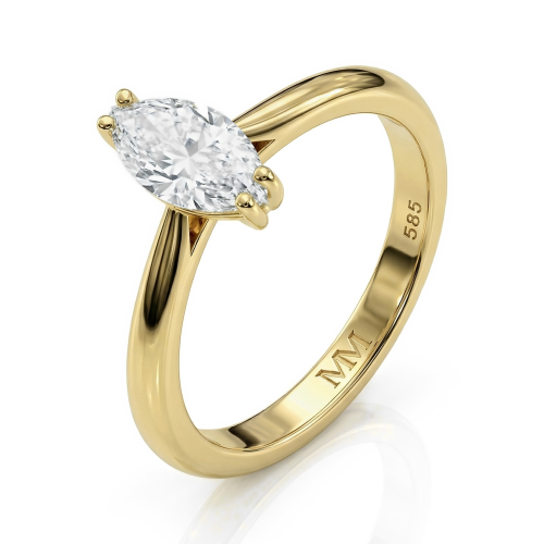 Liana - Solitairering med moissanite i marquiseslibning