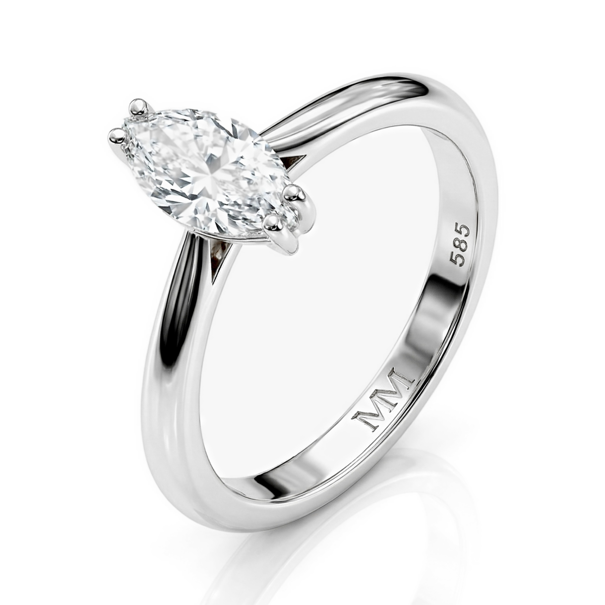 Liana - Solitairering med moissanite i marquiseslibning