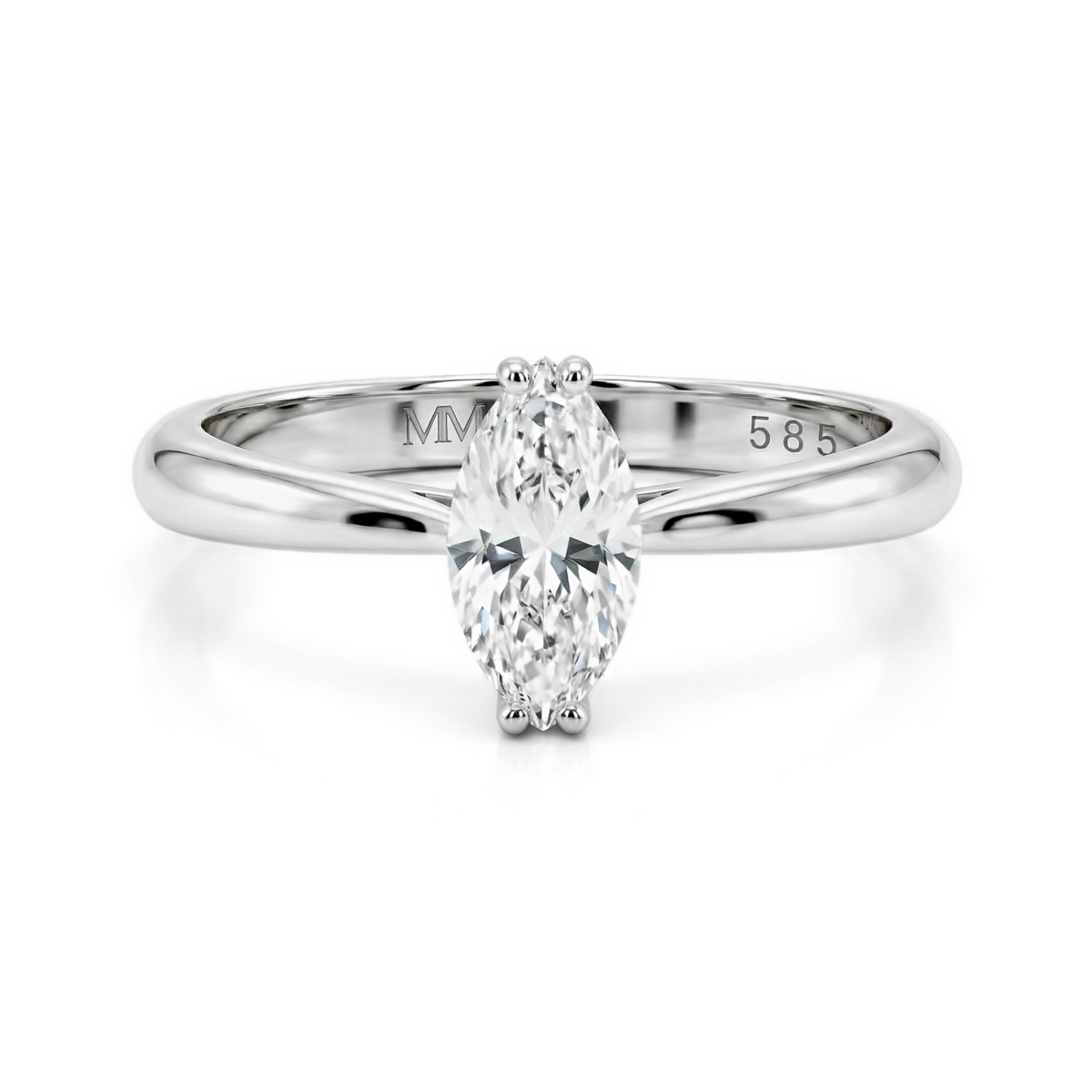 Liana - Solitairering med moissanite i marquiseslibning