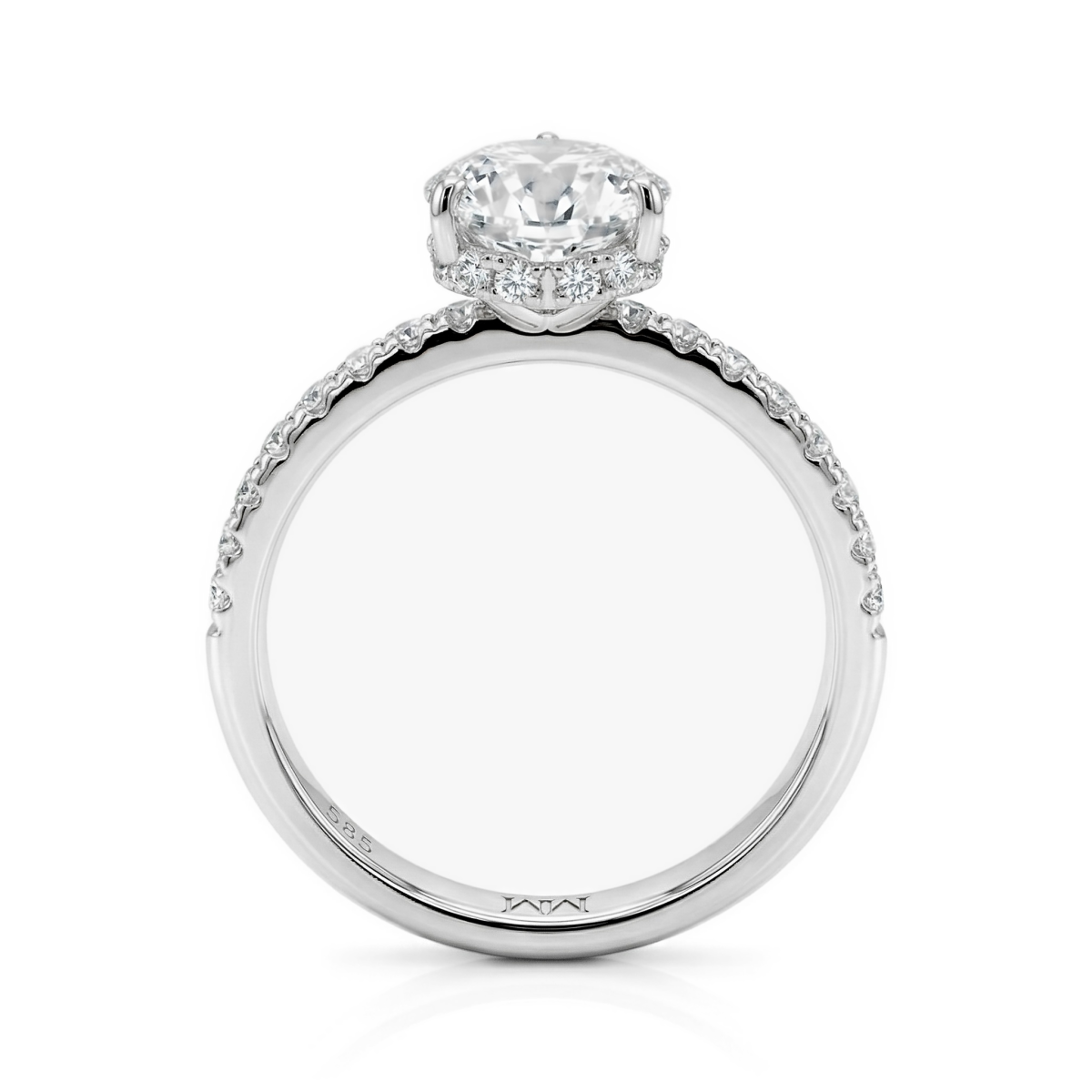 Amoretta - Forlovelsesring med moissanite i hjerteformet slibning og pavé på ringskuldrene