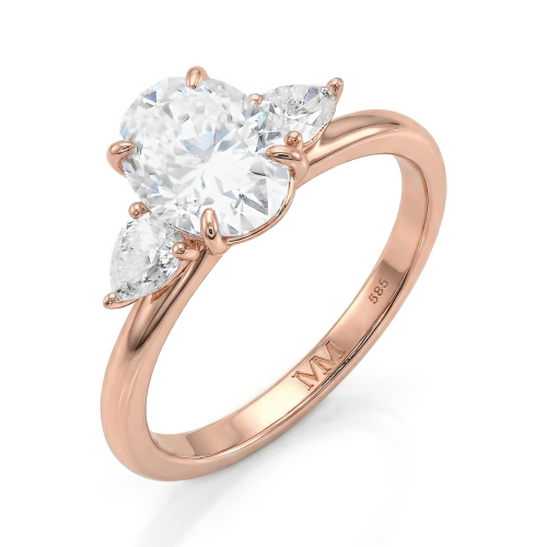 Vivienne - Trilogiforlovelsesring med oval moissanite