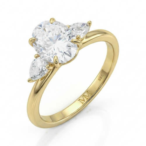 Vivienne - Trilogiforlovelsesring med oval moissanite